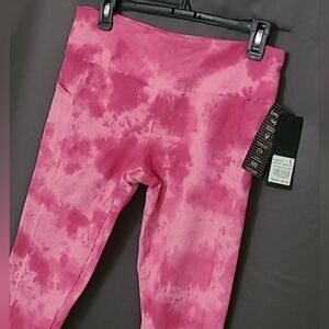 Bebe Sport Pink Yoga Waistband Capri Legging Women's Large NWT